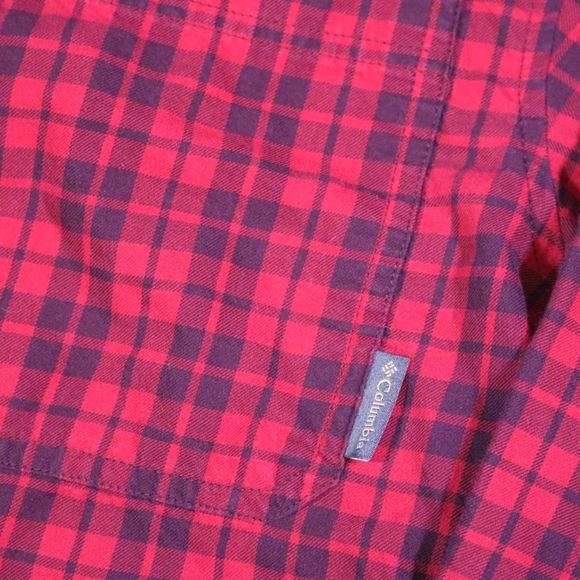 Columbia Mens Shirt L Buffalo Plaid Red Black Long Sleeve Button Flannel - Picture 4 of 6